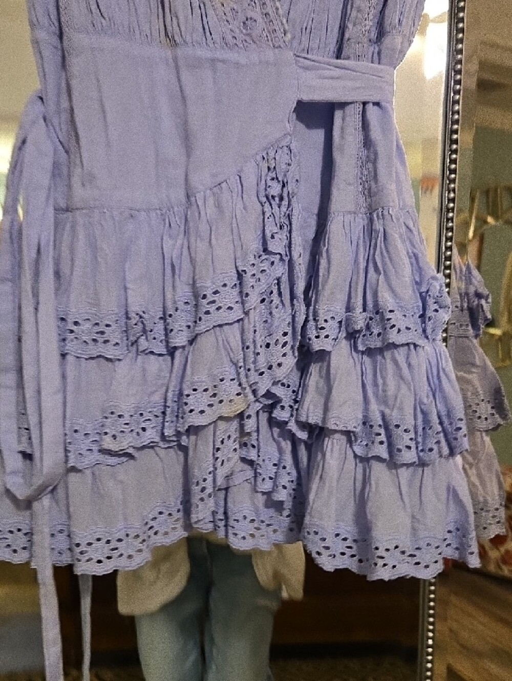 Tularosa Lavender Eyelet Wrap Mini Dress - Picture 7 of 8